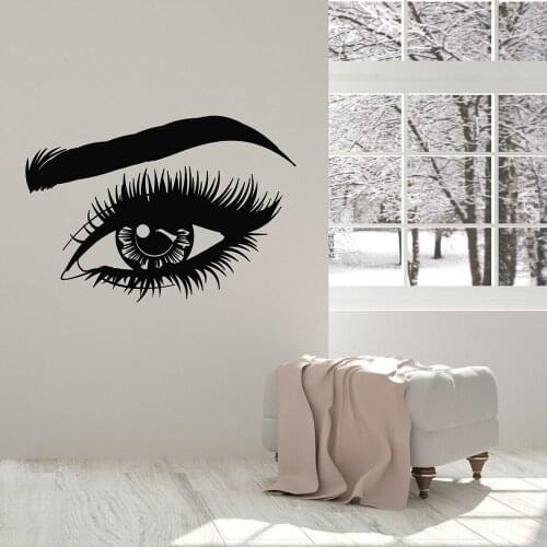 Beauty Eyes Vinyl Wall Decal Makeup Cosmetics Beautiful Woman Stickers for Beauty Salon Wall Decoration Wallpaper Removable X08