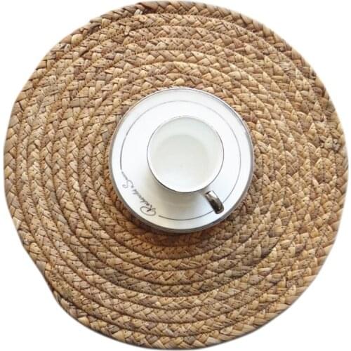 Straw Plaited Round Mat Insulation Placemat For Dining Table Coffee Coaster Pad Bowl Home Decoration Accessories Modern Kitchen
