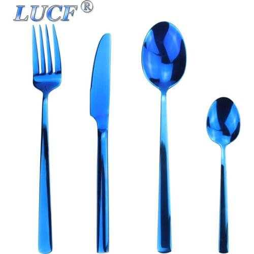 LUCF hot 4 in 1 Set Stainless Steel Elegant Western Dinnerware Set pretty metal Fashional Cutlery Set tableware for kitchen home