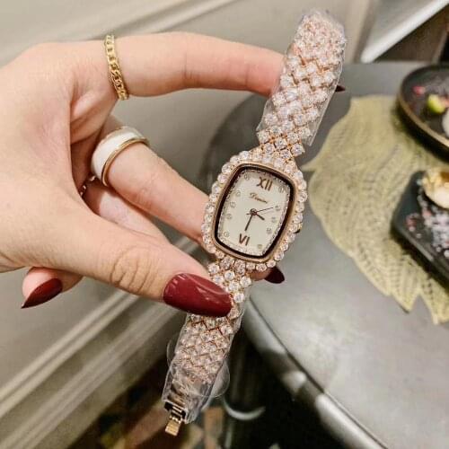 Fashion Women Full Crystals Jewelry Watches Luxury Rhinestone Bracelet Watch Waterproof Quartz Roman Wrist watch Lotus