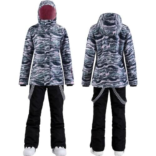 SMN Fashion New Women Snow Suit Snowboard Clothing Waterproof Windproof Costumes Winter Outdoor Ski Jacket and Strap Pants Girls
