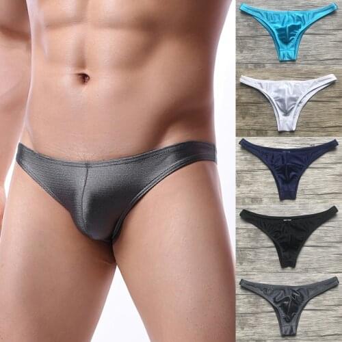 Men Briefs Sexy Thong G-string Low Rise Briefs Mini Panties Gay Lingerie T-Back Solid Color Breathable Underwear Male Underpants