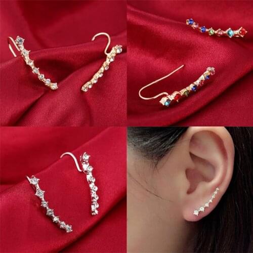 New Fashion Crystal Rhinestone Ear Cuff Wrap Stud Clip Earrings For Women Jewelry Accessories Gifts Long Ear Clip Hot Sale