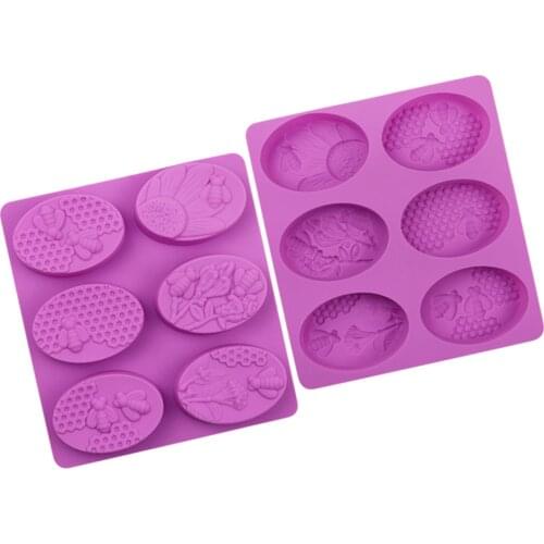 6 Hole Oval Soap Molds Silica Gel Bee Shape Handmade Soap Mold Portable Unique Soap Making Tools