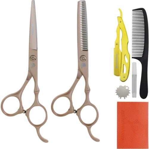 Univinlions 5.5" Hairdressing Scissors Razor Edge Barber Accessories Salon Hair Clips Comb Hair Shears Kit for Home Salon Barber