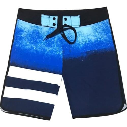 Boardshorts men Board Shorts Mens bermuda masculina man Pants Beach wear Quick dry print swiming swimsuit elastic blue Casual