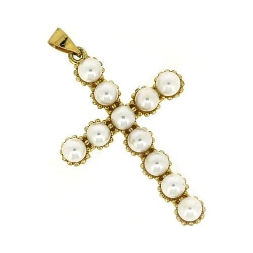 3pcs Wholesale White CZ Electroplated 4K Gold Copper Micro Zircon Cross Charms DIY Crafts Making Findings Handmade Pendant Gift