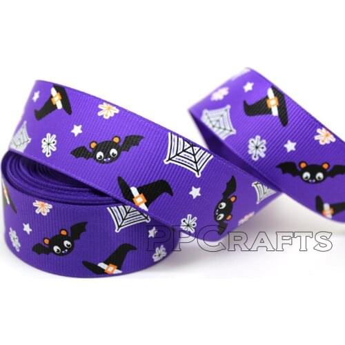 PPCrafts Helloweens 1'' (25mm) Spider Web Printed Grosgrain Ribbon100yards/roll Free Shipping