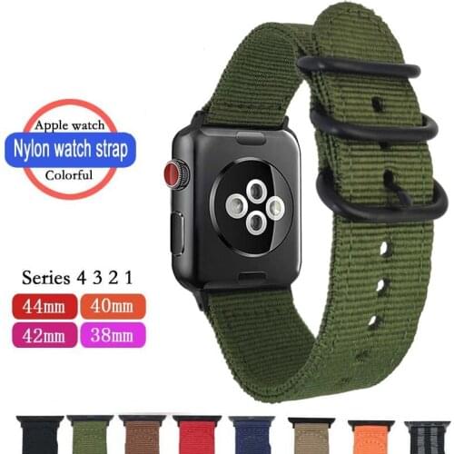 Nylon Watch band for Apple Watch strap Series 4/3/2/1 Sport Leather Bracelet 42mm 38mm 40mm Strap For iwatch Band 44mm watchbans