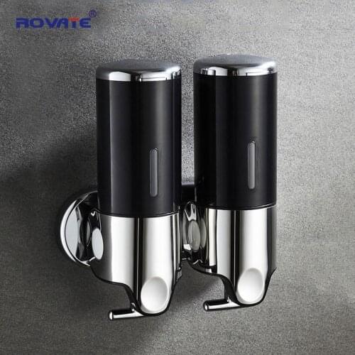 ROVATE Shower Soap Dispenser Wall Mount, Manual Hand Lotion Dispenser for Hotel Bathrooms Kitchen Restaurants