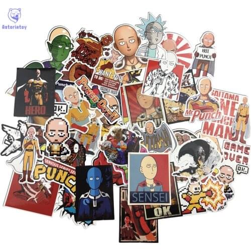 50Pcs/1lot One-Punch Man Anime Sticker Skateboard Waterproof Trolley Case Laptop Skateboard Stickers Toys Gifts For Kids