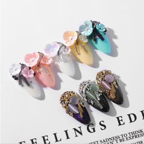 1Box Shell Flower Mixed Steel Ball Rivet Nail Rhinestone Decorations Five/Three-petal Flower Stones Ornament Accessories T1730