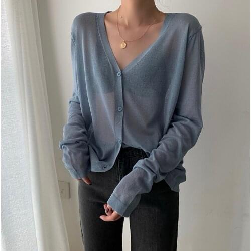 Casual Spring Autumn Cardigan Women Chic Long Sleeve V Neck Knitted Sweater button up Tops sueter mujer cardigan mujer