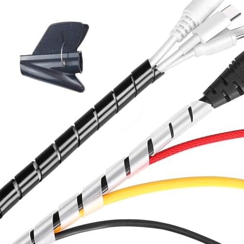 1M 3FT Flexible Spiral Cable Organizer Spiral Tube Cable Management Sleeve Wire Wrap Winder Desk Tidy Cord Organizer Storage Pip