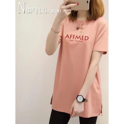 2020 Plus Size Short Sleeve Women T Shirt Summer Long Style Korean Female Tee Shirts