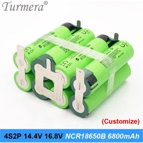 4s2p battery 18650 pack ncr18650b 6800mah 16.8v 14.4v welding solder battery for screwdriver tools battery customized battery