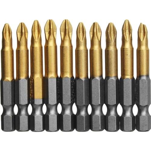 5/10Pcs PH2 50mmTitanium Coated Anti Slip Bits Electric Screwdriver Bits 1/4" Hex Shank Screwdriver Set For RepairWork