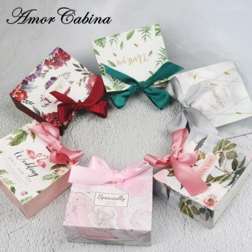 50pcs European Creative Flamingo Marble Forest Green Leaf Wedding Like Candy Box Bomboniera Party Chocolate Candy Bag