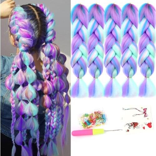 AIYEE Jumbo Braiding Hair 100g 24 Inch Synthetic Braiding Hair Wholesale Ombre Multiple color mixing Hair Braids Extension