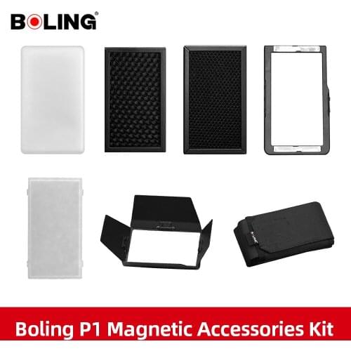 Boling P1 LED Fill Light Accessories, Softbox Hood Barn Door Honeycomb Light Effect Accessories