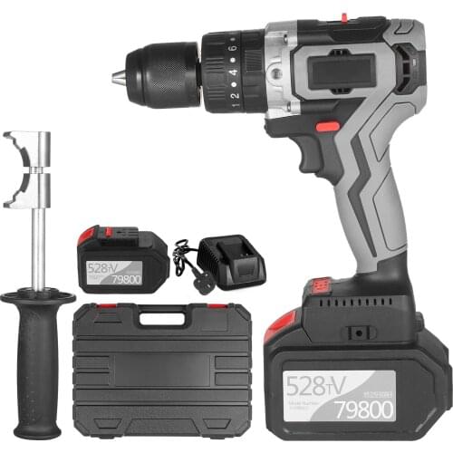 Cordless Electric Drill Driver 21V 6.0A Battery Max Torque 200N.m 1/2 Inch Metal Keyless Chuck 20+3 Position 0-1550RMP Hammer
