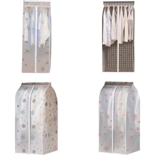 Large Clothes Hanging Dust Cover Dress Suit Coat Transparent Storage Organizer Dress Clothing Wardrobe Zipper Dust Cover