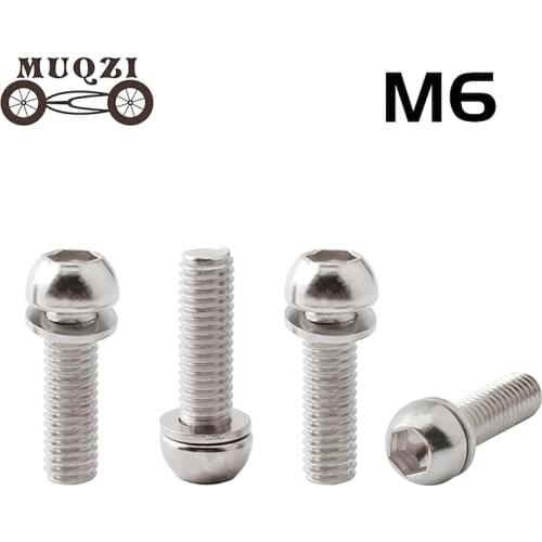 MUQZI 4PCS Headset Stem Cap Screw Ultralight Stainless Bicycle Seat Disc Bolt M6 * 18MM Mountain Bike Road Bike Accessories