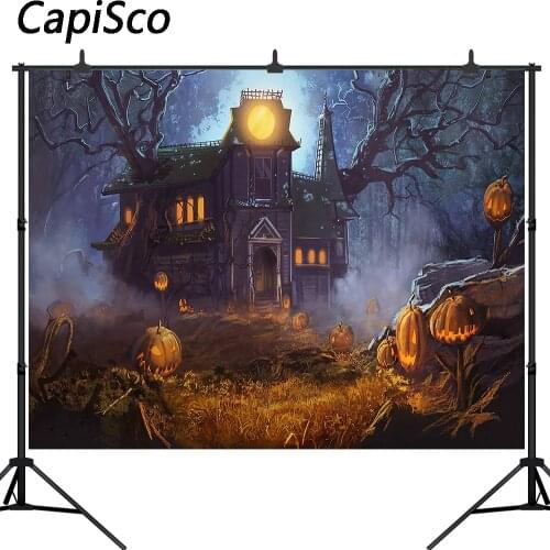 Capisco Halloween Backdrop Pumpkin Horror Nights Mysterious Forest Castle Masquerade Decoration Photo Background Studio Props