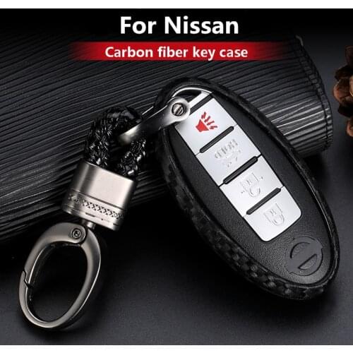 Carbon Fiber Silica gel Car Key Case For Nissan Rogue XTrail T32 T31 Qashqai J11 J10 Kicks Tiida Pathfinder Murano Juke Infiniti