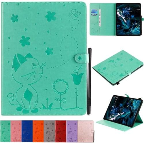 Tablet Case For iPad Pro 12.9 Case 2020 4th Gen Cartoon 3D Cat Bee Wallet Stand For New iPad Pro 12 9 Cover 2020 2018 Fundas Pen