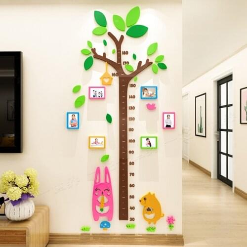 Cartoon tree children 3D self-adhesive height wall stickers Kindergarten height ruler Childrens room wall decoration sticker