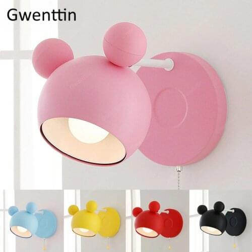 Cartoon Childrens Wall Lamps Korean Cute Bedroom Bedside Lamp Wall Sconces Mirror Light Fixtures Kids Princess Room Home Decor