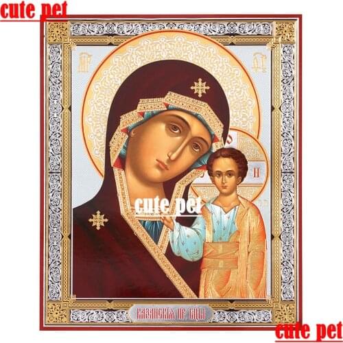 Virgin of Kazan Russian Orthodox Icon Diamond Embroidery Russian CrossStitc diamond Religion Decor Art Home Wall Decor puzzle