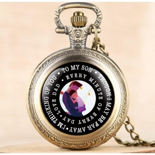To My Son I Love You, Gifts To Son From Dad Birthday Gifts Creative Laser Engraved Pocket Watch Necklace Pendant for Boys Kids