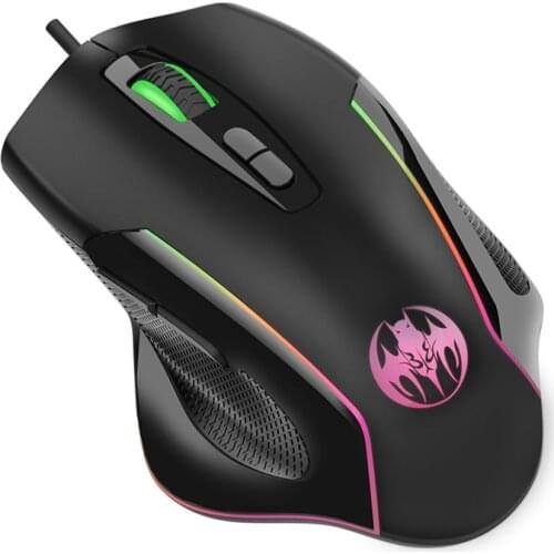 USB Wired Gaming Mouse 6400DPI Adjustable 7 Buttons 7-Color Breathing Light Gamer Mice Ergonomic Computer Mouse for PC Laptop