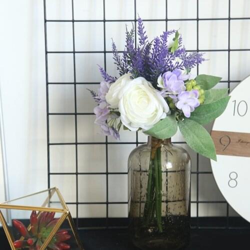 Wedding Party Artificial Flower Handmade Rose Berries Fake Flower bundle for Home Wedding Decoration Bridal Hand Holding Flores