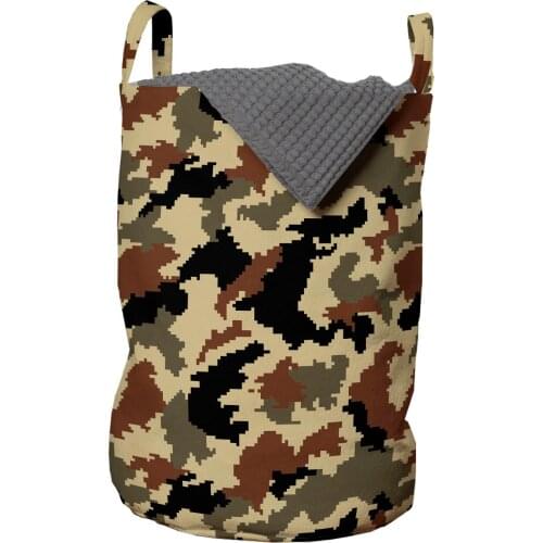 Camouflage Laundry Basket Pixel Art Blending in Environment Organizer for Clothes Underwear Socks Toys Wash Bag & Home Storage