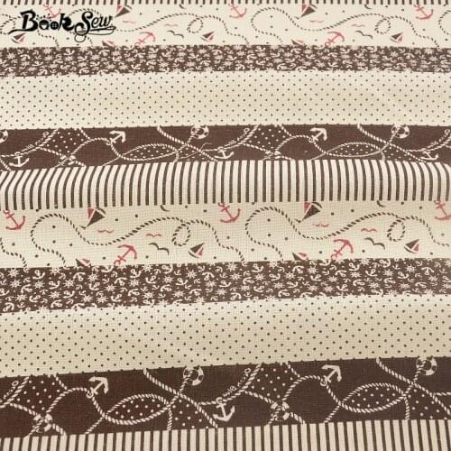 Brown Cotton Linen Fabric Home Textile Booksew Quilting Sea Anchor Sewing Material Tissu For Bag Table Cloth Curtain Decoration