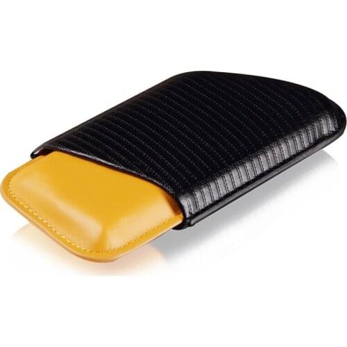 Top Grade Full-grain Leather Cigar Case 3CT Grid Grain Genuine Leather Cigar Case Leather Travel Cigar Case Mini Humidor Gadgets