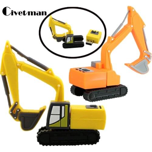 Cool Cartoon Excavator Pen Drive Navvy Usb Flash Drive 4GB 8GB 16GB 32GB USB 2.0 Memory Stick Disk Pendrive 64GB Cle Usb Gifts