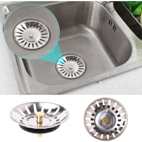 Kitchen Stainless Steel Basin Drain Dopant Sink Strainer Basket Waste Filter