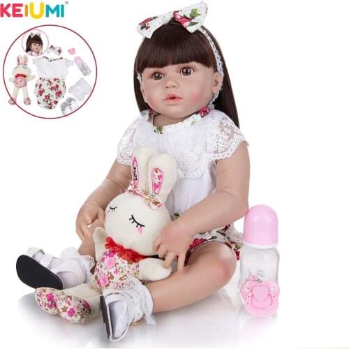 KEIUMI 23 Inch Lifelike New Reborn Baby Doll Collection Full Silicone Body Bebe Reborn Toys For Children Birthday Gifts