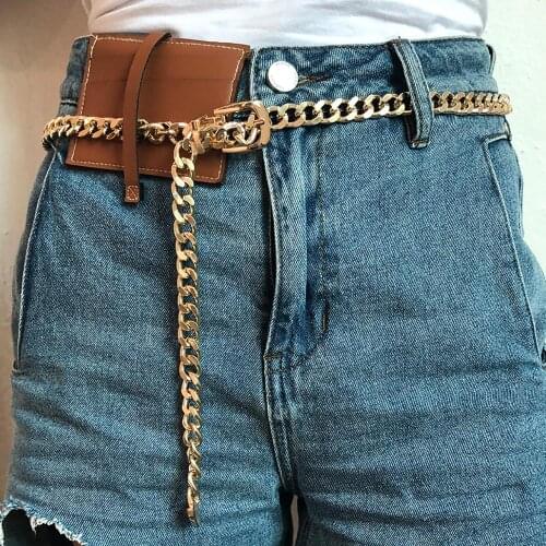 Punk Hip Hop Women Metal Belts Gold Silver Waist Strap Thick Chain For Jeans Trousers Casual Ladies Female Waistband