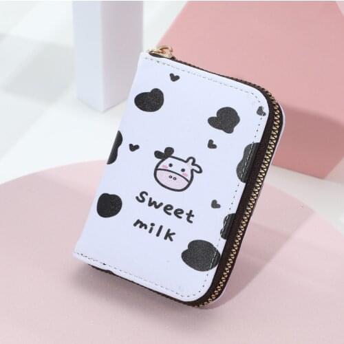 Fashion Women Cute PU Leather Mini Wallet Card Holder Casual Ladies Cartoon Printing Zipper Coin Purse for Girls gift