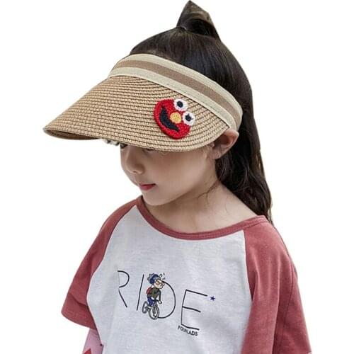 Cartoon Sun Visor Caps 2021 Summer Panama Hats Children Straw Hat Baby Girl Kids Sun Protection Outdoor Beach Chapeau MZ111-KID