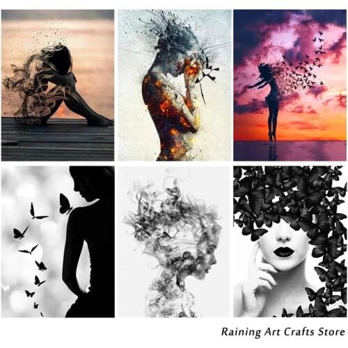 5D Diy Diamond Painting Embroidery Black and White Sexy Women Portrait Cross Stitch Kits Mosaic Picture Wall Art Home Decoration