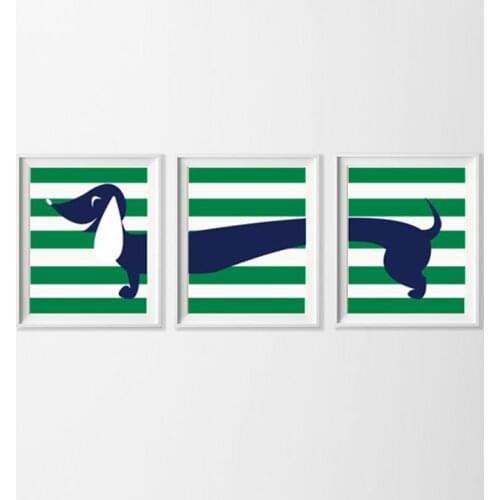 Set of 3 Part Weiner Dog Wall Art Canvas Prints Poster , Dachshund Dog Wall Picture Art Canvas Painting Home Room Decor