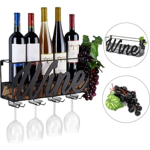Wall Mounted Iron Red Wine Glass Holder Household Living Room Bar Glass Goblet Hanging Storage Rack
