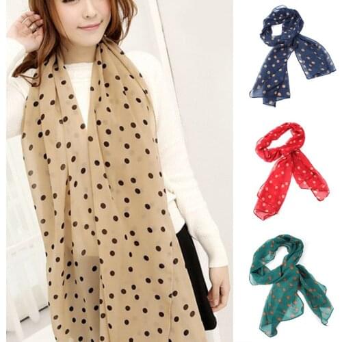 New high-end fashion girl, lovely round dot long chiffon silk scarf, shawl