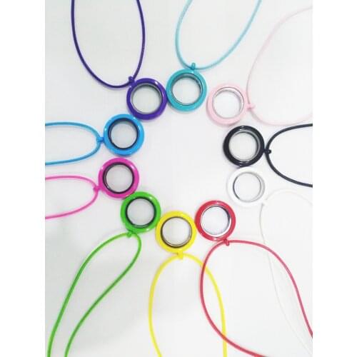 30mm plain Painting Round Floating Locket Pendants With Rope fit living memory charms